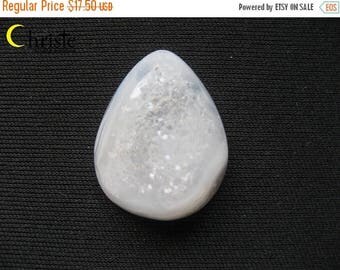 45%SALE White Druzy Pear Drop Cabochon 23x30x6mm