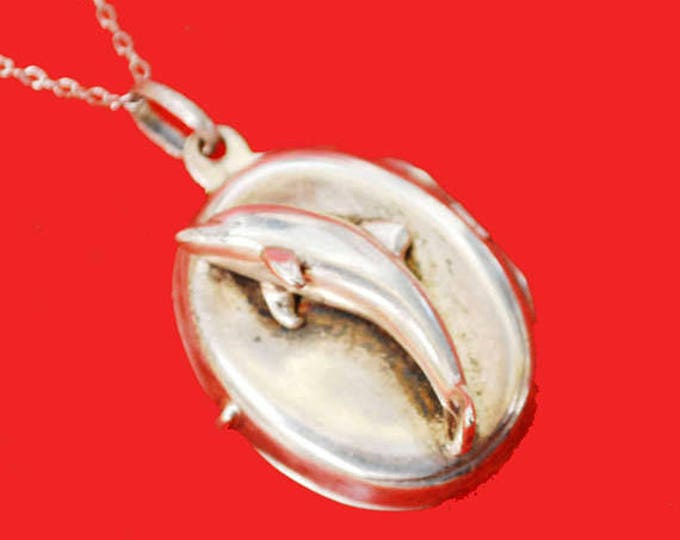 Sterling silver - Locket - Dolphin - Necklace -sea life -Italy 925 - Dolphin Necklace