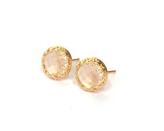 SALE - Rose quartz earrings - Rose earrings - Pink earrings - Quartz earrings - Gemstone earrings - Genuine Rose Quartz stone - Gift for Her