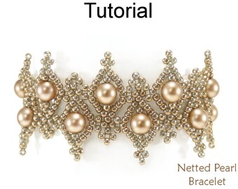 Beading Tutorial Pattern Bracelet - Netting Stitch - Simple Bead Patterns - Netted Pearl Bracelet #25803