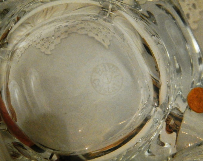 Large Vintage Crystal Glass Cigar / Cigarette Ashtray by Bayel Cristal France, Heavy Clear Glass French Ash Tray, Vintage Retro Home Decor