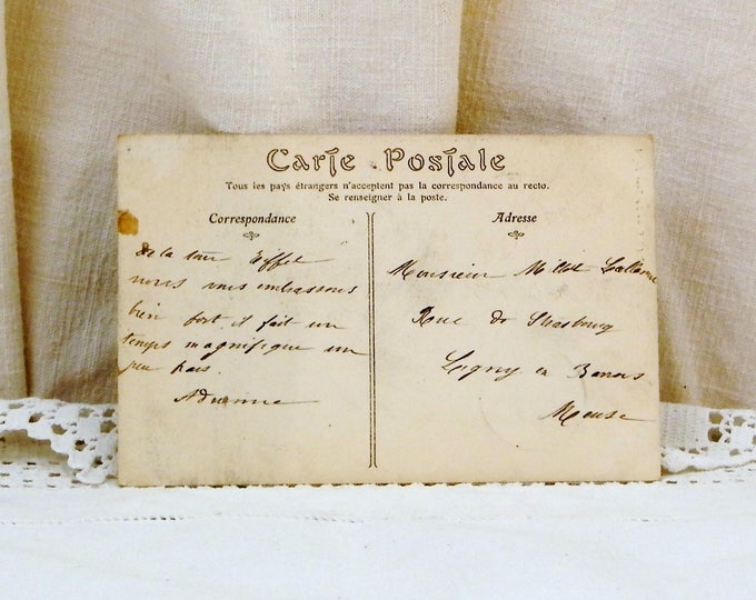 Antique French Postcard of the Eiffel Tower Posted in 1907 from the Second Story with the Tour Eiffel Postmark Paris France, French Decor Antique French Postcard of the Eiffel Tower Posted in 1907 from the Second Story with the Tour Eiffel Postmark Paris France, French Decor