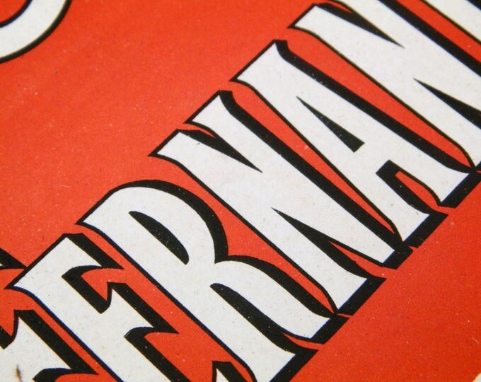 Vintage 1940s Red and White Cognac Promotional Sign from France Cognac Fernand Nicot and Co, French Publicity Advertising Barmania Vintage 1940s Red and White Cognac Promotional Sign from France Cognac Fernand Nicot and Co, French Publicity Advertising Barmania