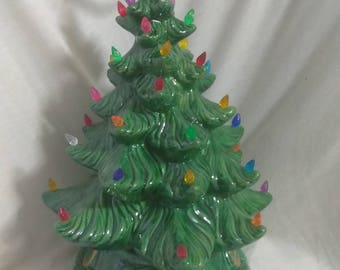 Green Glazed Ceramic Christmas Tree 13 inch version