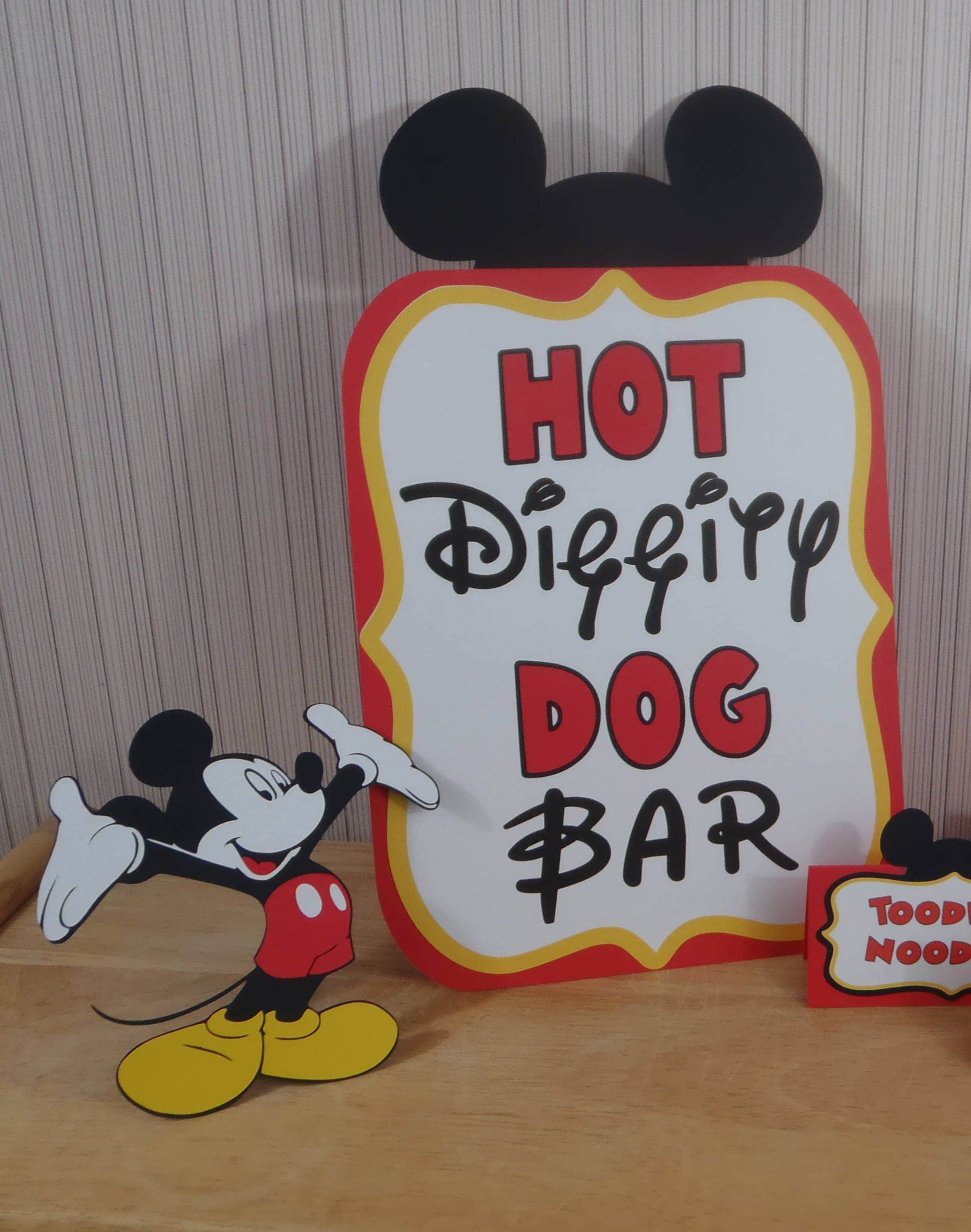Mickey Mouse Birthday Party Sign Hot Diggity Dog Bar Party