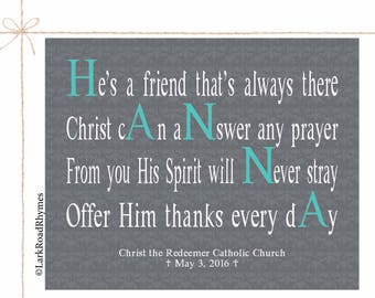 Confirmation Gifts For Girls Inspirational Art Meaningful Gift Christian Prints Religious Decor Prayer Wall Art Personalized Poem 8x10 Hanna