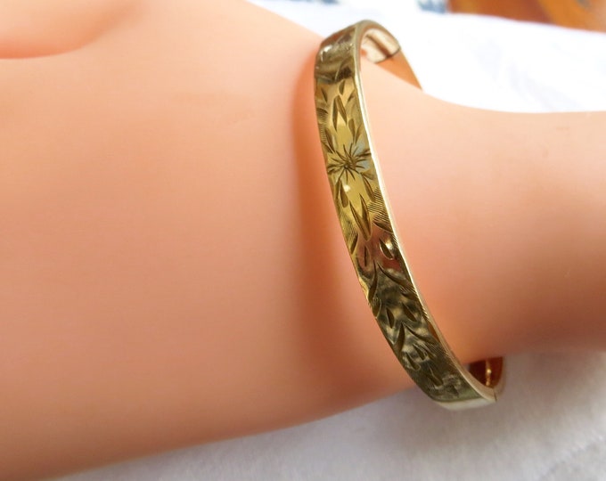 Antique Bangle Bracelet, Art Nouveau Bangle Gold Filled Antique Jewelry, Vintage Gold Filled Jewelry