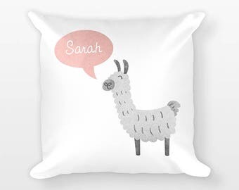 Personalized Pillow, Alpaca Llama Pillow, Custom Name Pillow, Birthday Gift for Friend, Kids Room Decor, Animal Pillow, Llama Throw Pillow