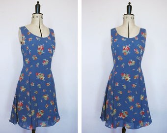 Vintage 1990s floral skater dress - 1990s mini dress - 90s floral dress - 90s grunge dress - 1990s babydoll dress - 90s dress - 90s teadress