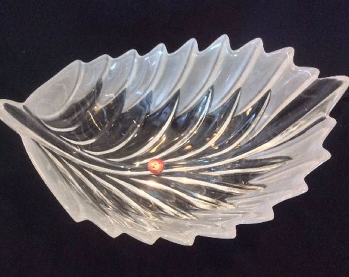 Vintage Mikasa Walther Glass Bowl, Leaf Shaped Bowl, Crystal Fruit Bowl, Centerpiece Bowl, Germany, Gift Christmas