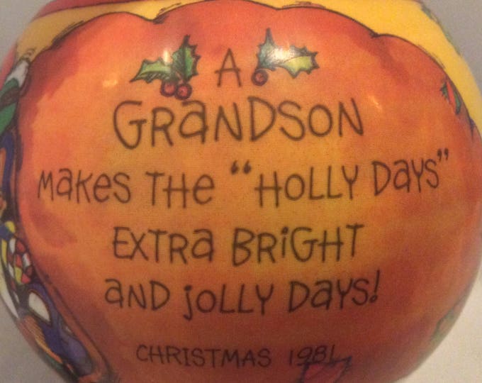 Hallmark Christmas Holiday Satin Ornament For Grandson, Vintage Tree Ornament, 1981, Gift For Him, Gift For Grandson
