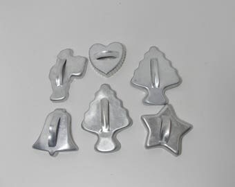 6 cookie cutters Star Bell Heart Santa Claus 2 Trees Metal cookie cutters Aluminum Cookie Cutters Christmas Cookie cutters