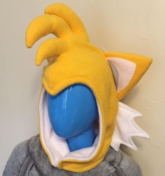 Tails the Fox Inspired Hood Handmade Fleece Hat Tail