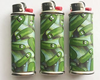 Rick and Morty Pickle Rick Pickle Print Metal Lighter Case
