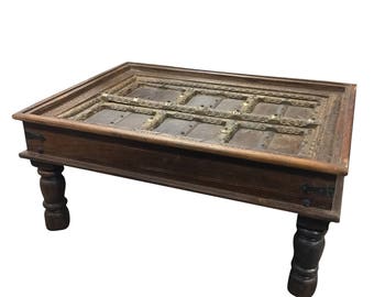 Antique Handcarved Haveli Door Table Unique Style Coffee Table Furniture  Bohemian Decor  FREE Ship Cyber week sale