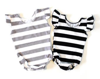 Girls leotard, baby leotard, baby girl clothes, toddler leotard, ballet leotard, baby stripe leotard, girls stripe leotard, infant - size 10