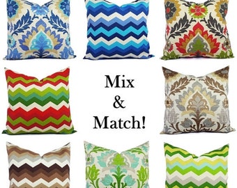 15% OFF SALE Outdoor Pillow Cover - Blue Pillow - Brown Outdoor Pillow - Patio Pillow - Green Outdoor Pillow - Red Pillow - Waverly Santa Ma