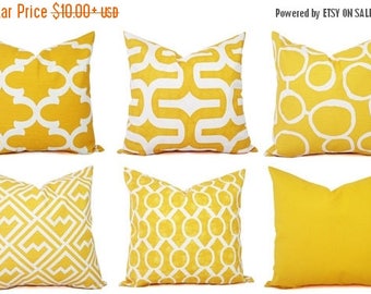 15% OFF SALE Yellow Pillow Cover - Yellow and White Decorative Pillow Cover - Yellow Pillow - Yellow Couch Pillow Cushion Cover Accent Pillo