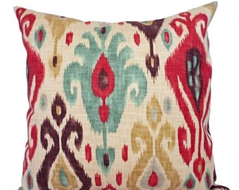 15% OFF SALE Two Ikat Throw Pillow Covers - Red and Brown Ikat Throw Pillows - Ikat Throw Pillow - Pillow Sham - Ikat Pillow Cover - Brown P