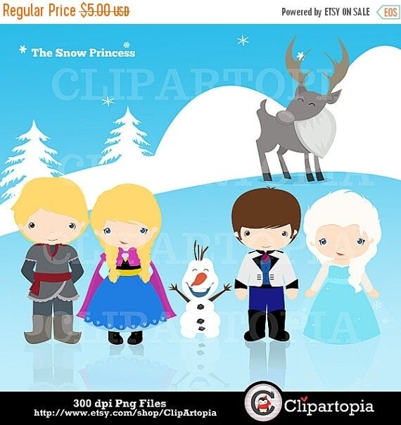 50%OFF SALE THE Snow Princess digital clipart , Princes Clip art, Princess clipart for personal and commercial use Il_570xn