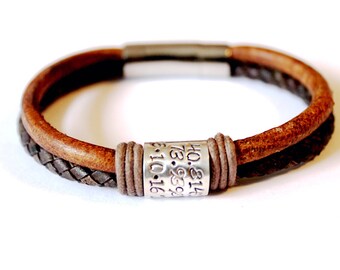 Mens bracelet, Fathers Day, Bracelet, Leather Bracelet, Mens leather bracelet, Father Day Gift, Mens Personalised Bracelet, gift for dads
