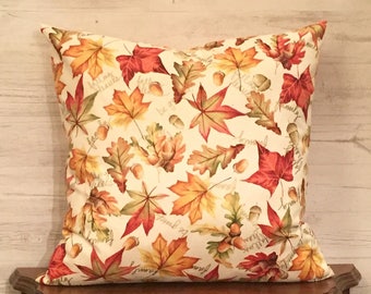 Leaf Pillow - Maple Leaves - Pillow for Fall - Fall Throw Pillow - Pillow with Words - Autumn Pillow - Autumn Decor - Acorns