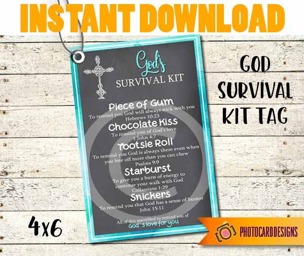 GODs SURVIVAL Kit Tag PDF Printable Church Tag Survival Kit
