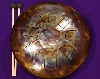 12" Dragon Tank Drum #379 - Mixolydian Scale in C - Includes Custom Made Mallets