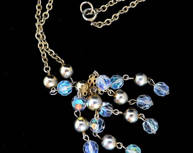 Vintage Chandelier Necklace - Gold Tone Crystal Beaded Chain Necklace, Gift for Her, Gift Boxed