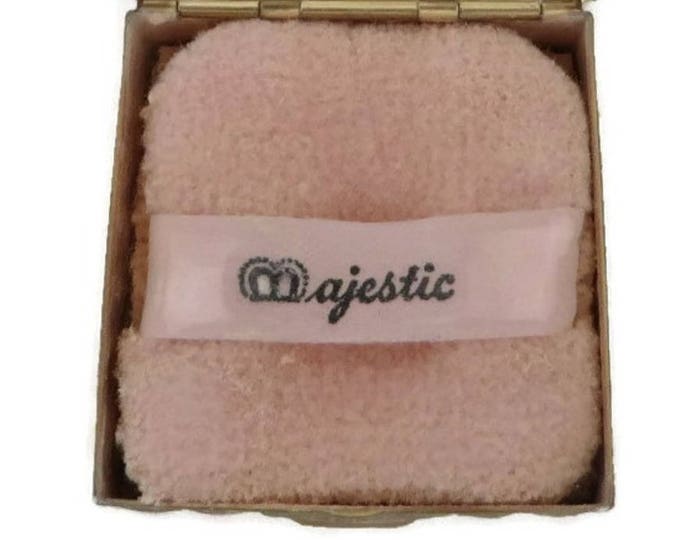 Vintage Majestic USA Compact, 1930s Square Mirrored Powder Compact, Collector's Makeup Case