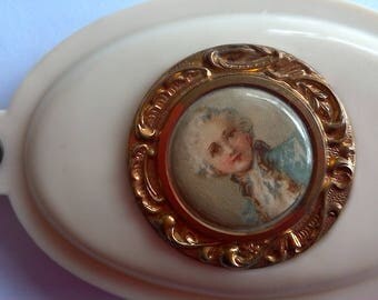 Antique Celluloid Sliding Mirror Pendant