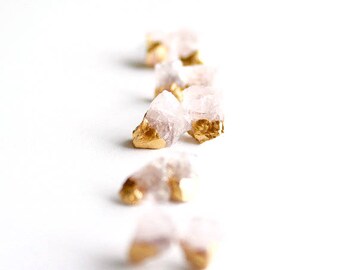 Rose quartz earrings - stone earrings - raw stone earrings - blush bridesmaid earrings - raw crystal earrings - bridesmaid gift - rose gold