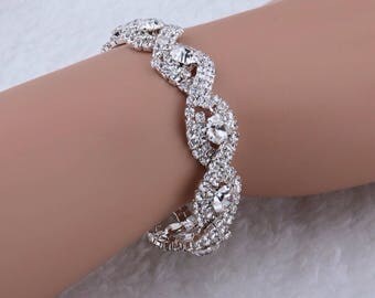 Bridal Bracelet - Rhinestone Bridal Bracelet - Vintage Bridal Bracelet - Crystal Bridal Bracelet - Wedding Bracelet - Rhinestone Bracelet