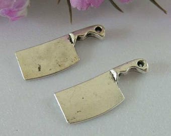 X 2 silver axe Tibetan 23X9mm
