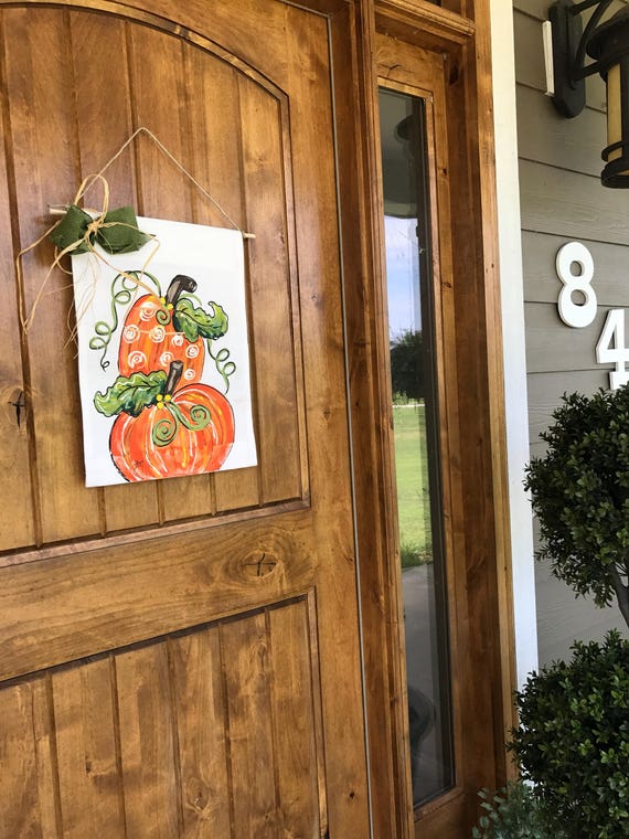 Pumpkins Garden Flag Door Hanger Hand PaintedPatio Sign