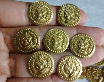 Coin Charms / Antique Gold Brass Coin Charms / Coin Stampings - 100 Pcs