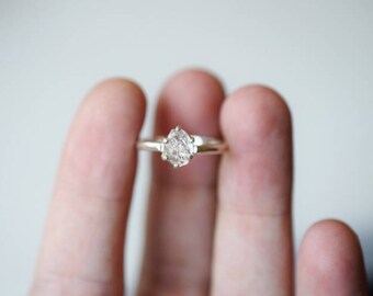 Raw Diamond Engagement Ring, Rough Diamond Ring, Uncut Diamond Ring, Anniversary Ring, Simple Sterling Silver Engagement Ring, Size 5 Avello