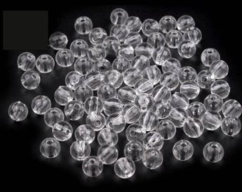 transparent round beads 6 mm 10 g