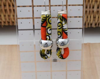 Afro jewellery, African dangle earrings, ankara fabric, bijoux africains, wax africain, boucles d'oreilles en wax, tribal earrings