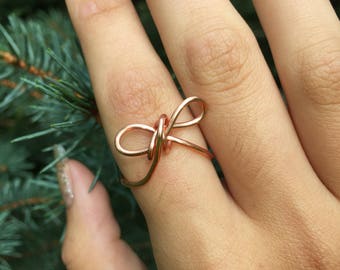 Rose gold bow tie ring, rose gold ring, bow, bow tie, bow ring, bow tie ring, cute ring, adjustable ring