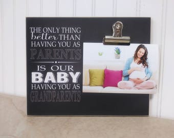 Mother's Day Gift Idea, Grandparents Photo Frame {Only Thing Better, Parents - Baby - Grandparents} Gift For Grandparents. Ultrasound Frame