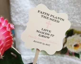 Personalized Favor Tags with stick 2x2", tags, Thank You tags, Favor tags, let love grow, watch me grow, (oneside only), baptism