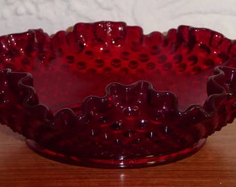 Red hobnail glass | Etsy