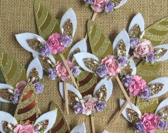 Unicorn Cupcake toppers, Unicorn party decorations
