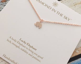 Lucky Rose Gold Elephant Necklace on Gift Card