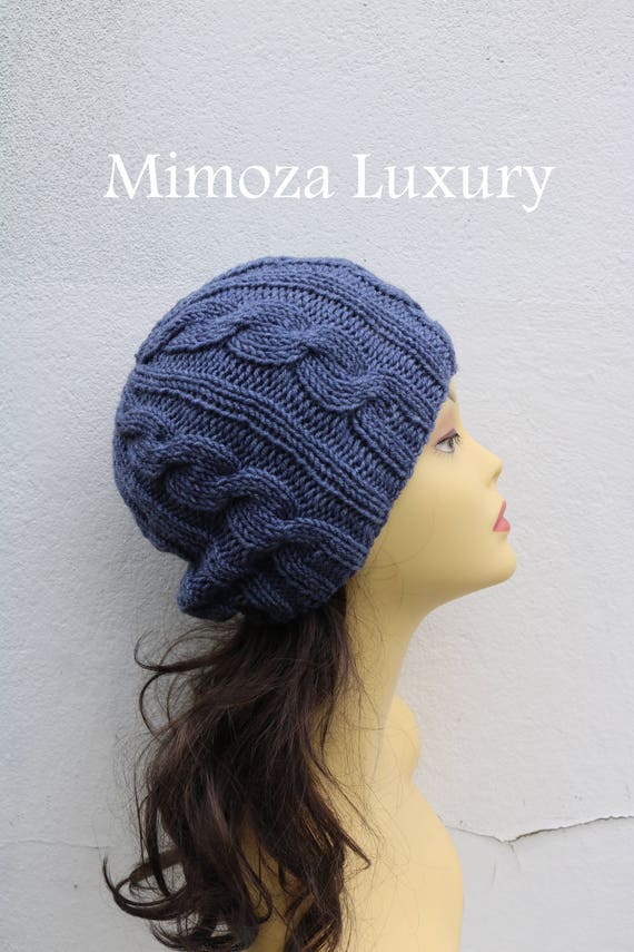 Dark Denim Grey women's Beanie hat, Hand Knitted Hat in denim dark grey beanie hat, knitted men's, women's beanie hat , winter hat, ski hat