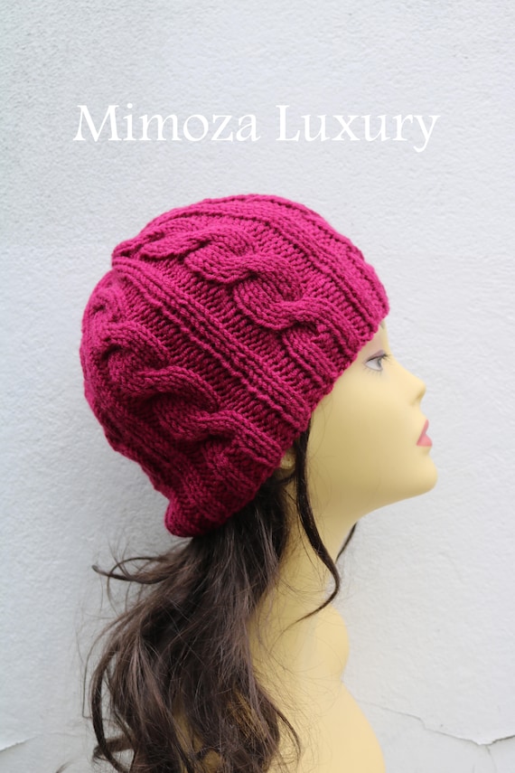 Fuchsia women's Beanie hat, Hand Knitted Hat in magenta beanie hat cap, knitted men's, women's beanie hat, winter beanie, fuchsia ski hat