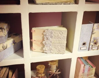 MINIATURE WEDDING GUESTBOOK: Pink and white, 1/12 scale, handmade wedding guestbook / photo album for dollhouses