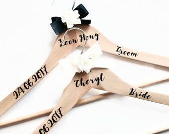 Personalised Bridal Hangers, Personalised Wedding Coat Hangers, Bridesmaids Gift Ideas, Bridal Coat-hangers, White Wooden Wedding Hangers,
