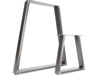 2 x Table Legs - Trapezium Dining Pedestals in Industrial Steel